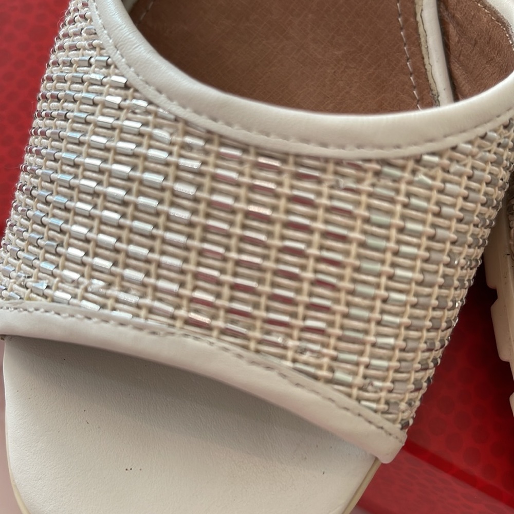 Donald J. Pliner White Metallic Wedge Sandals - Picture 14 of 16